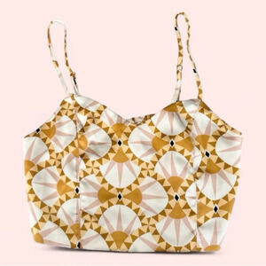 House of Harlow 1960 Geometric Gold and White Satin Camisole